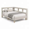 Lit double 160 x 200 cm beige en pin massif avec revêtement polyester