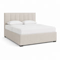 Lit double avec cadre beige en polyester 160 x 200 cm