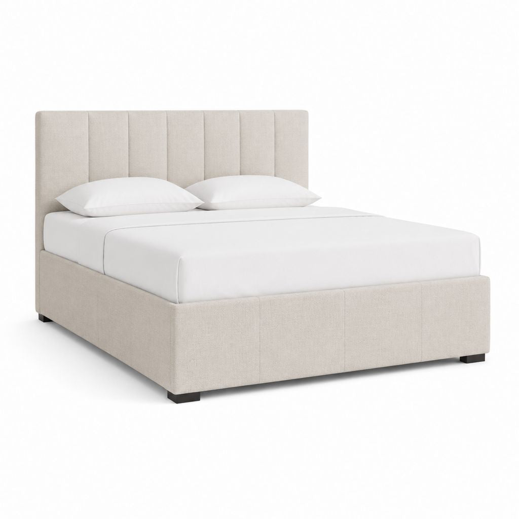Lit double avec cadre beige en polyester 160 x 200 cm