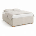 Lit coffre 160 x 200 cm beige en polyester avec 2 tiroirs