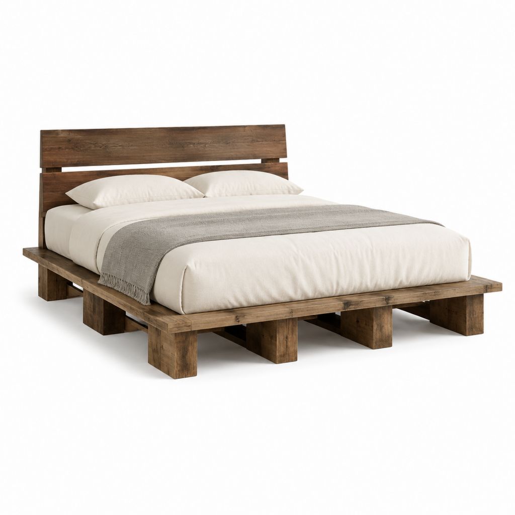 Lit double avec cadre en bois d’acacia massif brun 180 x 200 cm