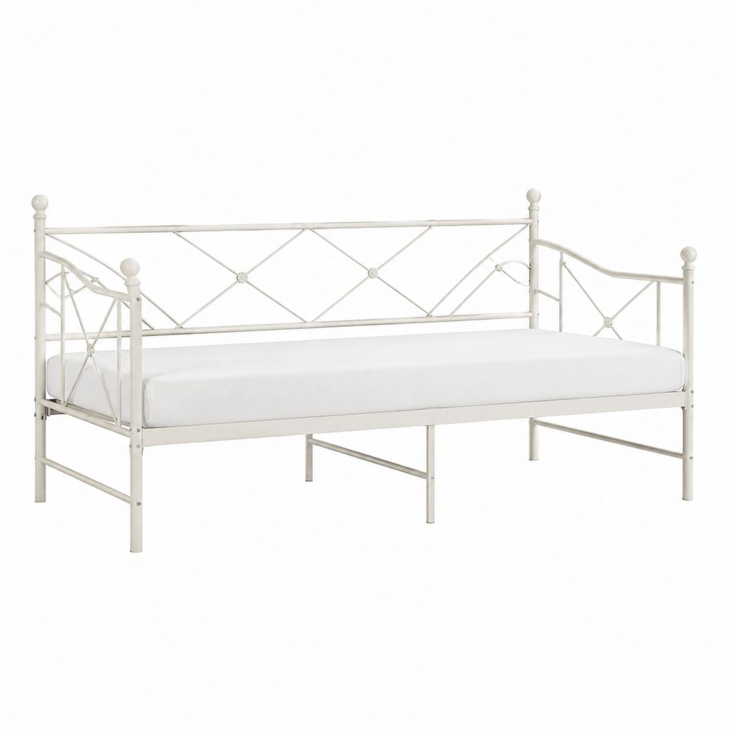 Lit banquette en acier blanc 90 x 200 cm