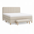 Lit double avec matelas et banc beige en polyester rectangulaire 160 x 200 cm