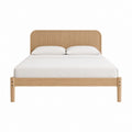 Lit double avec cadre en bois massif beige 160 x 200 cm