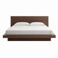 Lit cadre de lit à plateforme noyer en panneaux MDF rectangulaire pour matelas 160 x 200 cm 180 x 220 x 95 cm